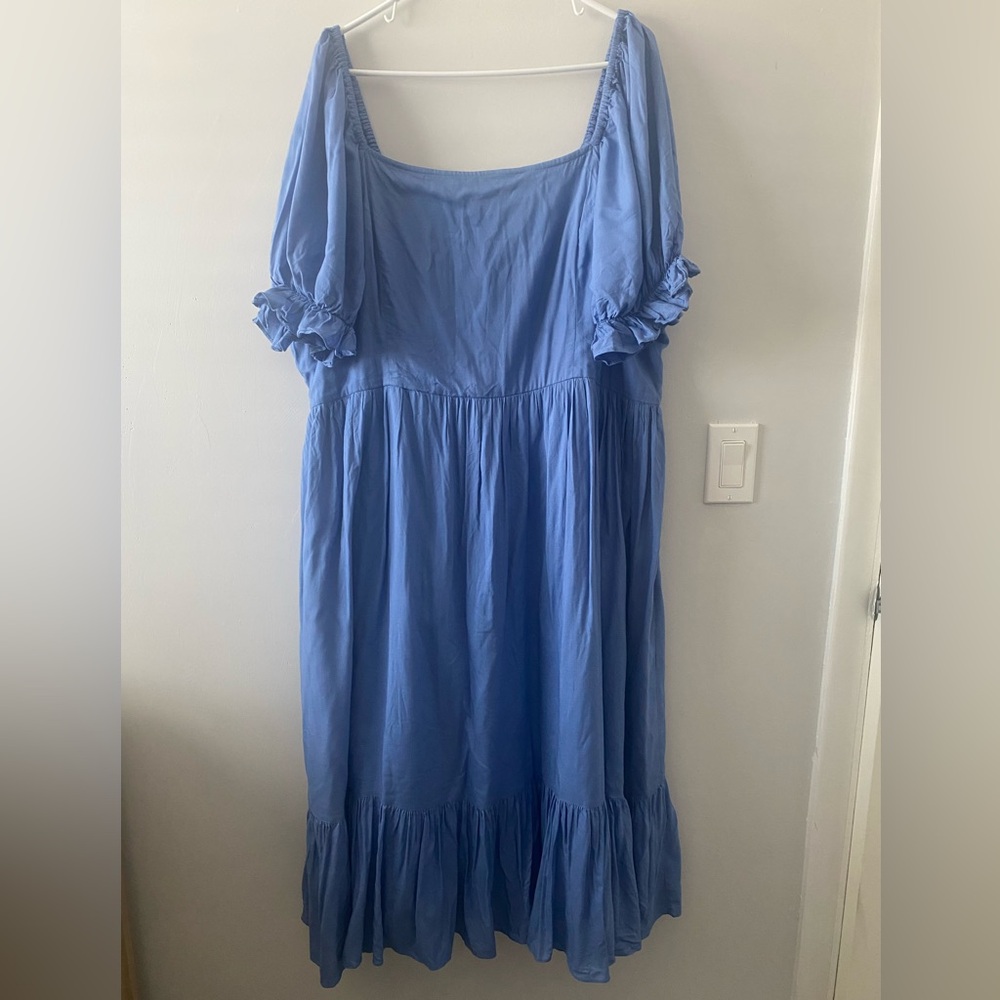 JessaKae Blue Square Neck Midi Dress Size 3X
